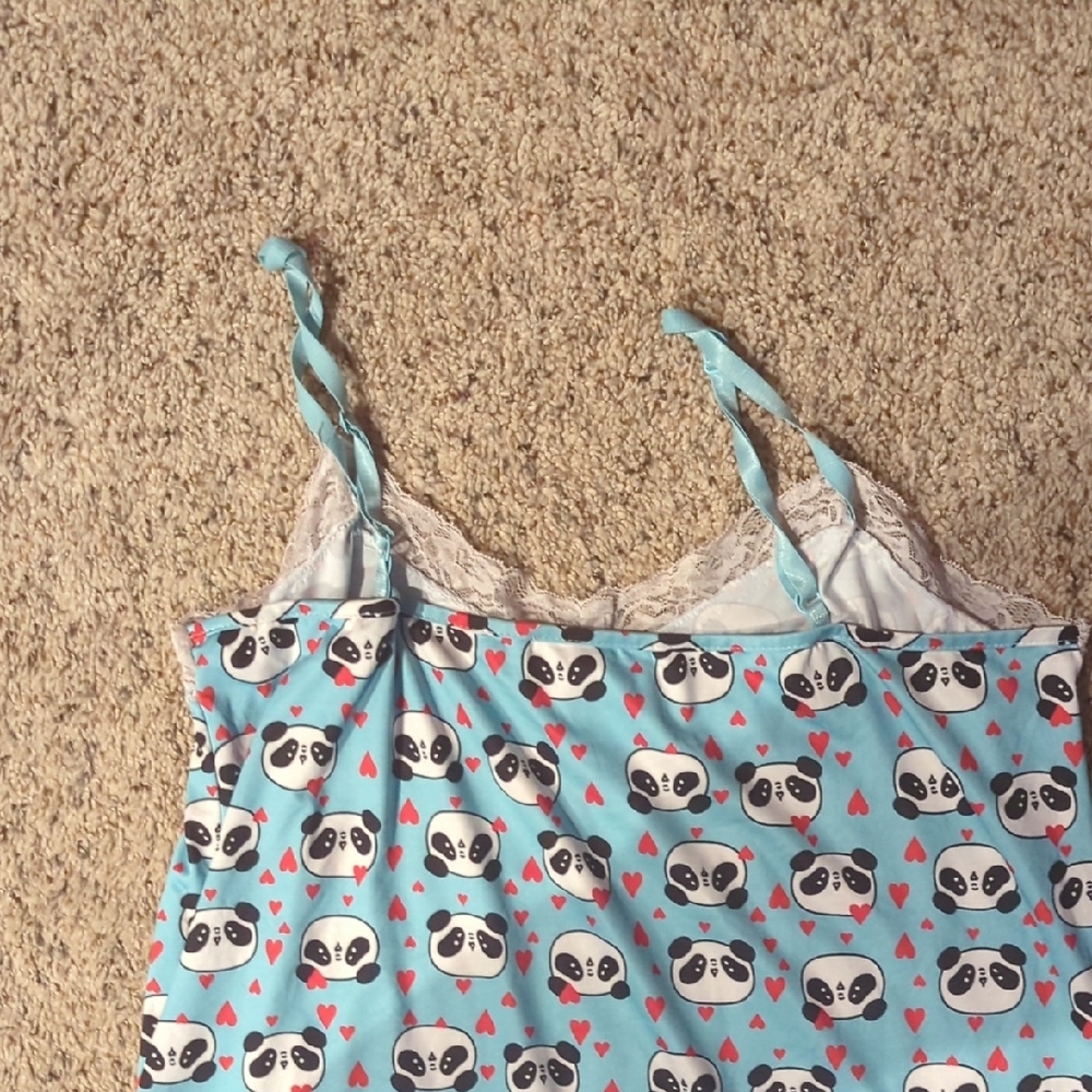 Charming Panda Print Chemise in Blue - Picture 6 of 10